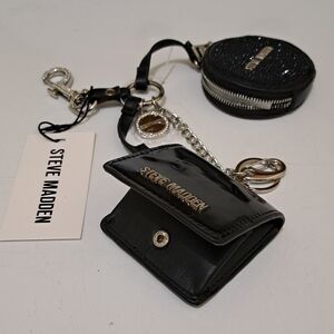 Steve Madden Black Card and Coin Pouch with Silver And Sparkle Accents